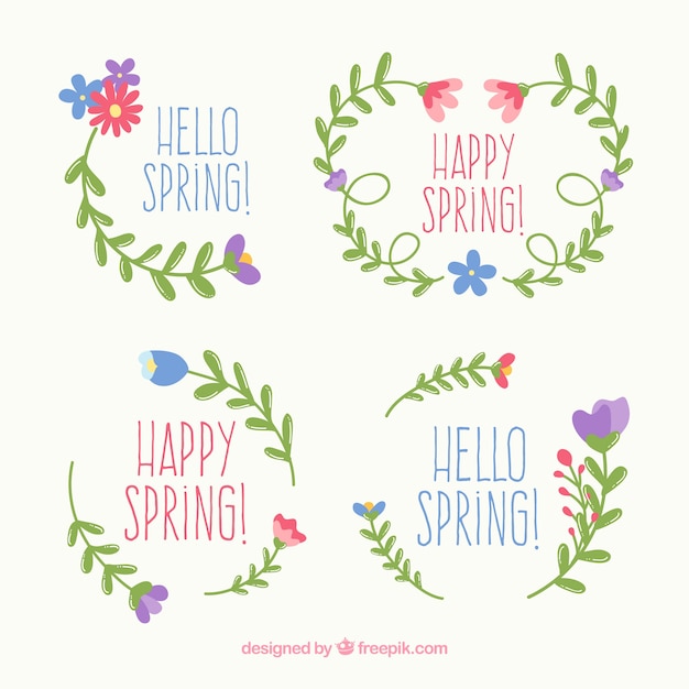 Set of floral spring labels