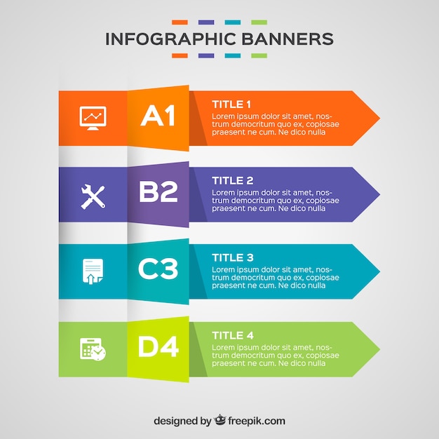 Set of four colorful infographic banners