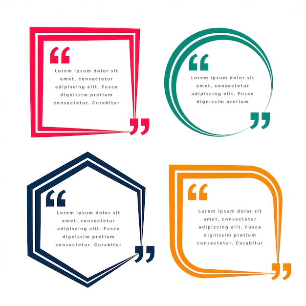 Free Vector set of four geometric quotes template