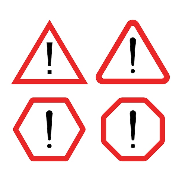 Free Vector set of four warning signs