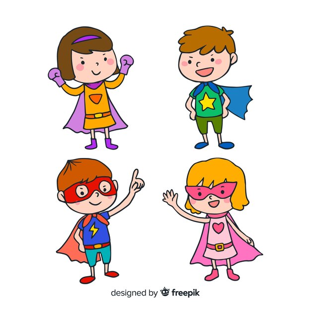 Set of funny superheroes