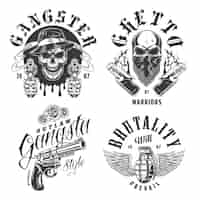 Vettore gratuito set di emblemi di gangster