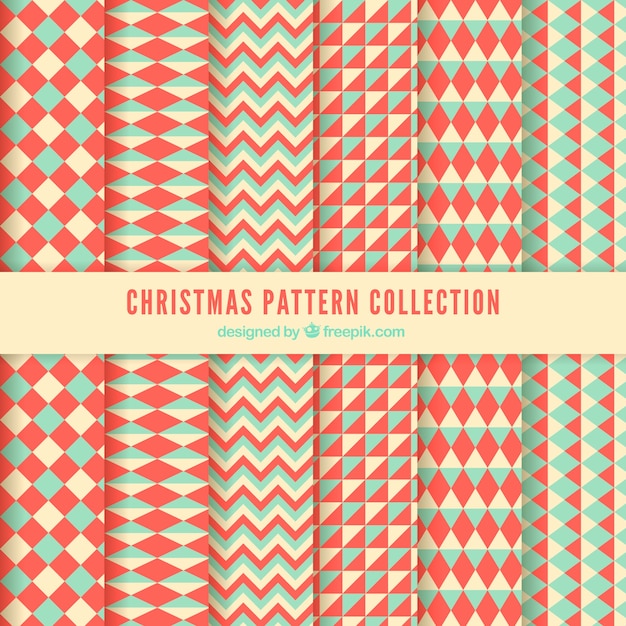 Free vector set of geometric christmas patterns