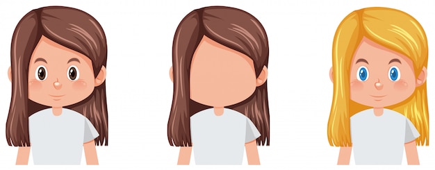 Free vector set of girl head