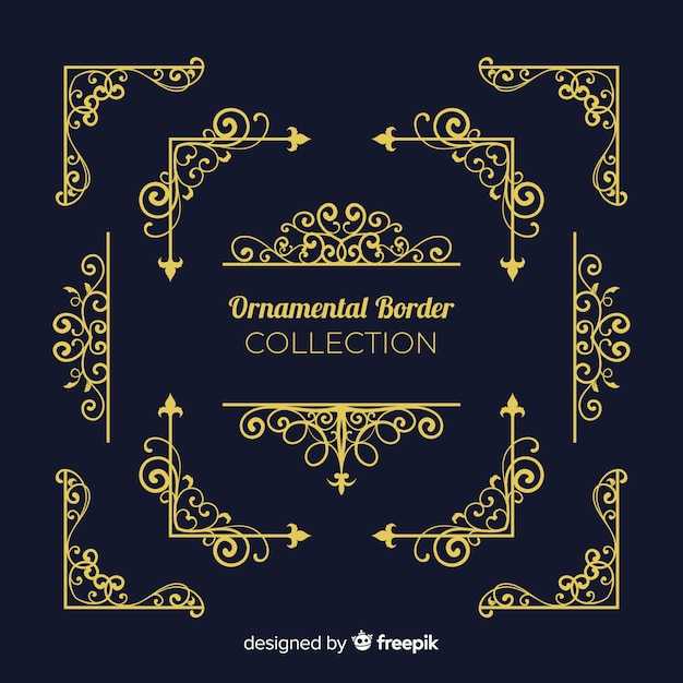 Free Vector set of golden border ornaments