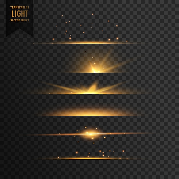 Free Vector set of golden light effects