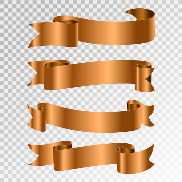 Set of golden ribbons vector.