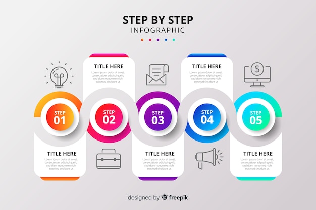 Set of gradient infographic steps