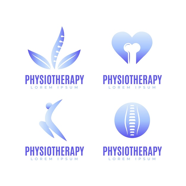 Free Vector set of gradient physiotherapy logo templates