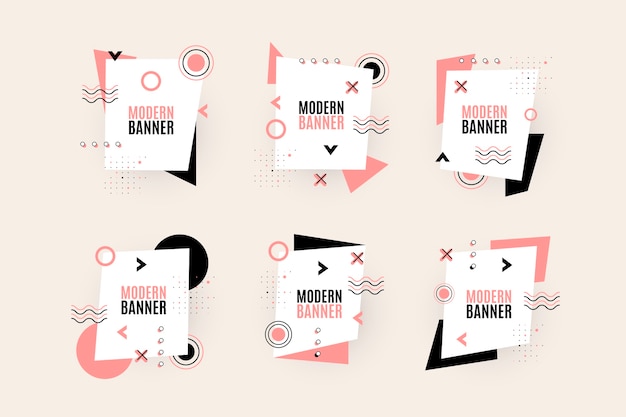 Free Vector set of graphic design labels in geometric style