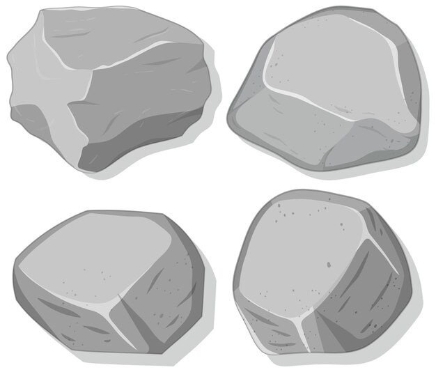 Free vector set of gray stones isolated on white