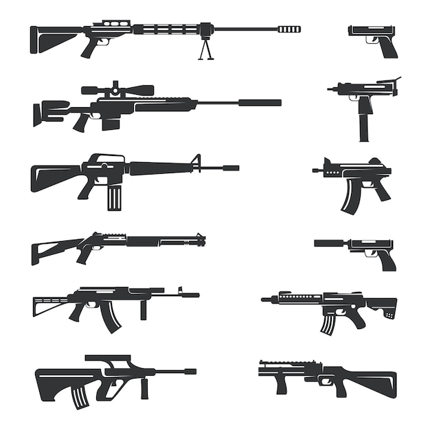 Free vector set of guns