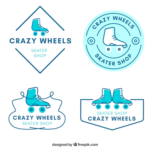 Free Vector set of hand drawn skateboard badges