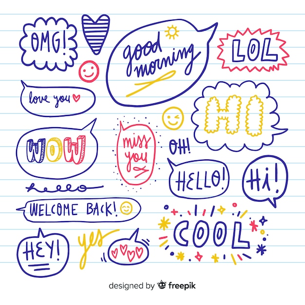 Free vector set of hand drawn speech bubbles