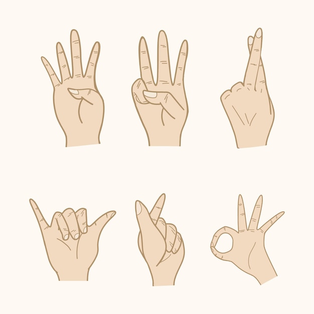 Free vector set of hand gestures doodle drawing