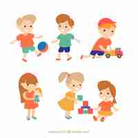 Free vector set of happy kids playing