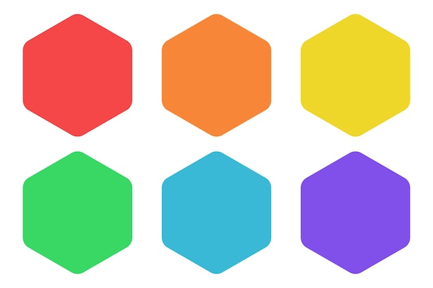 Free vector set of hexagons multiple colours shadows