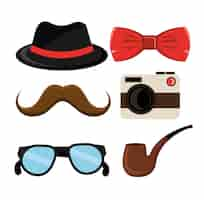 Free vector set of hipster elements