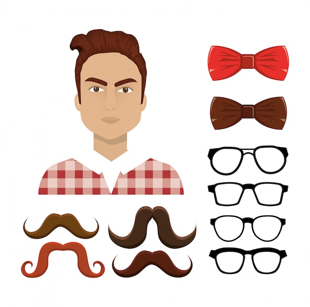 Free Vector set of hipster elements