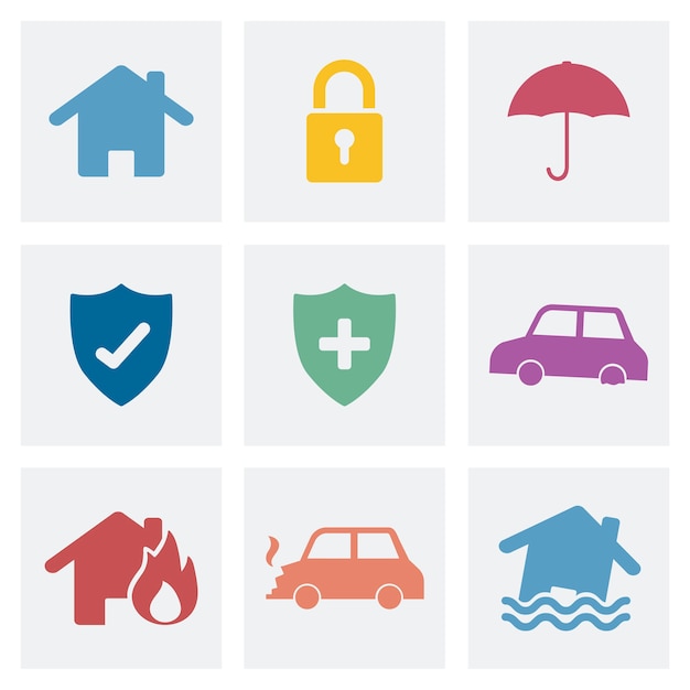 Free vector set of home security icons illustration