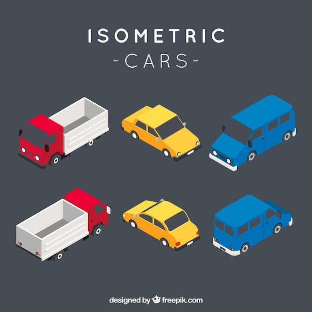 Free Vector set of isometric urban vehicles