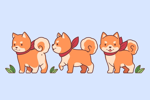 Free Vector set of kawaii dogs