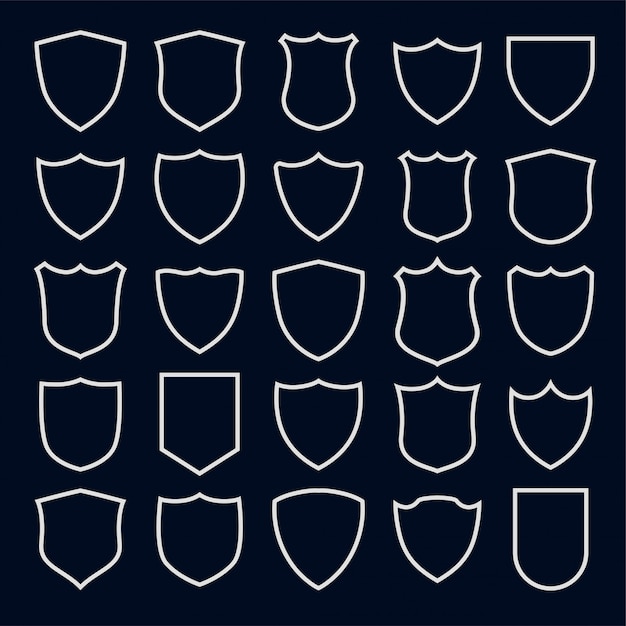 Free vector set of line style shield symbols and icons