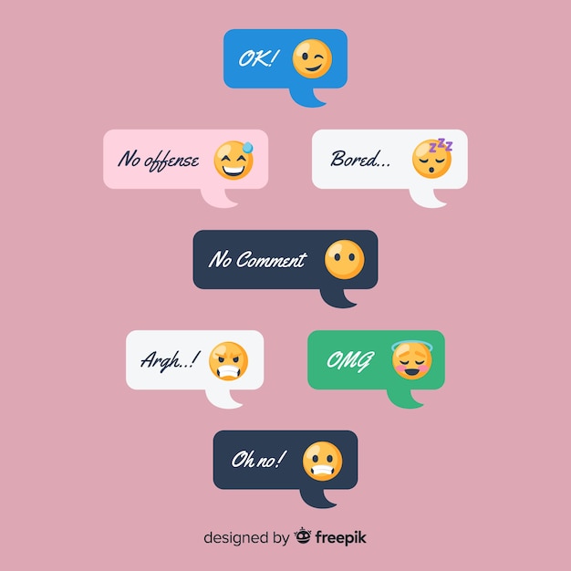 Free Vector set of messages with emojis