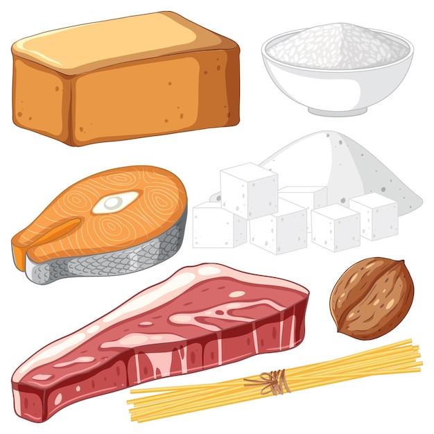 Free Vector set of mix food