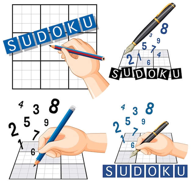 Free Vector set of mix sudoku puzzle