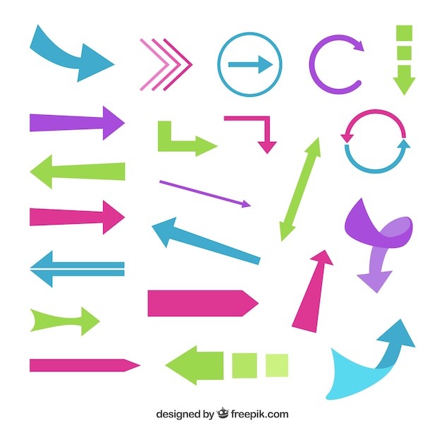 Free Vector set of modern colored arrows