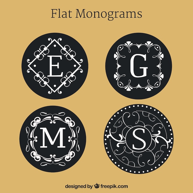 Free vector set of monograms in flat design