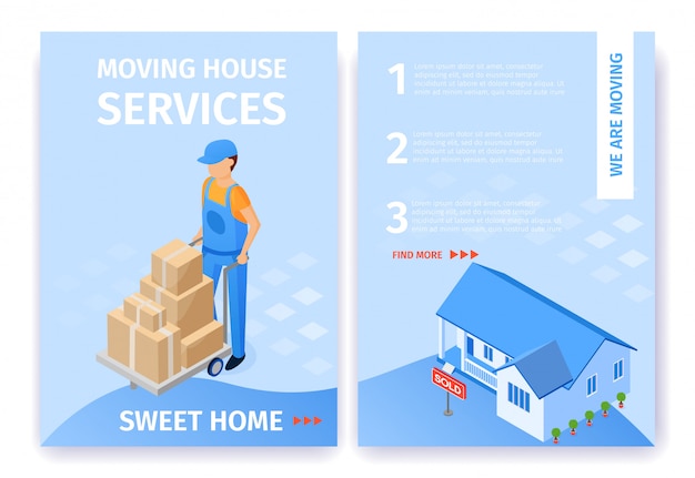 Free vector set moving house services sweet home flyer