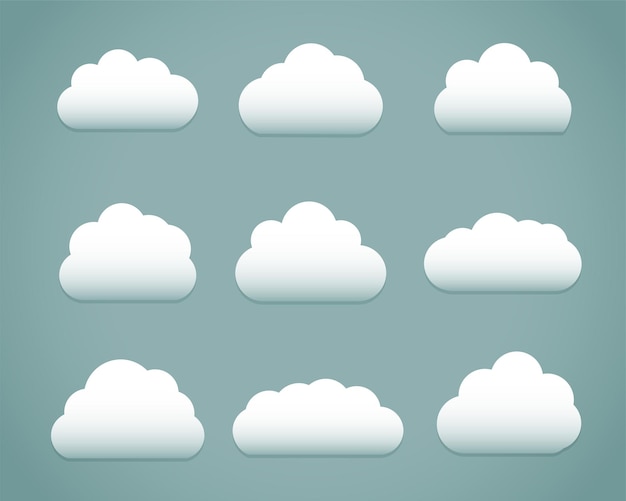 Free Vector set of natural clouds element for rainy season