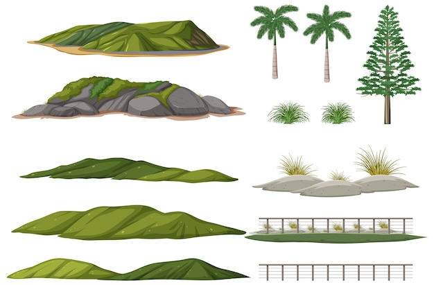 Free vector set of nature forest elements