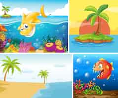 Free vector set of ocean nature illustrations