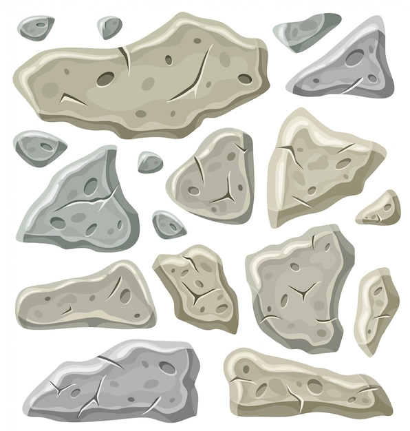 Free Vector set of old gray stones