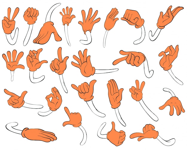 Free vector set of orange hands