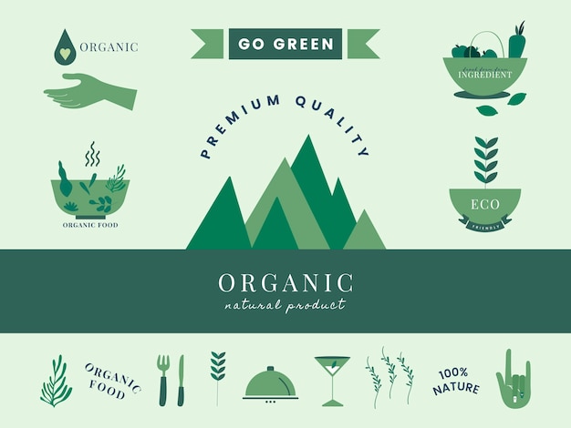 Free Vector set of organic and go green icons