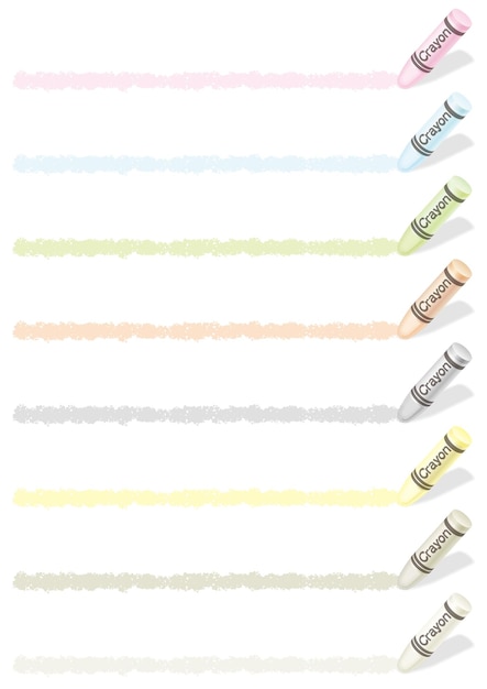 Free Vector set of pastel-colored crayon doodle borders isolated on a white background. vector illustration.