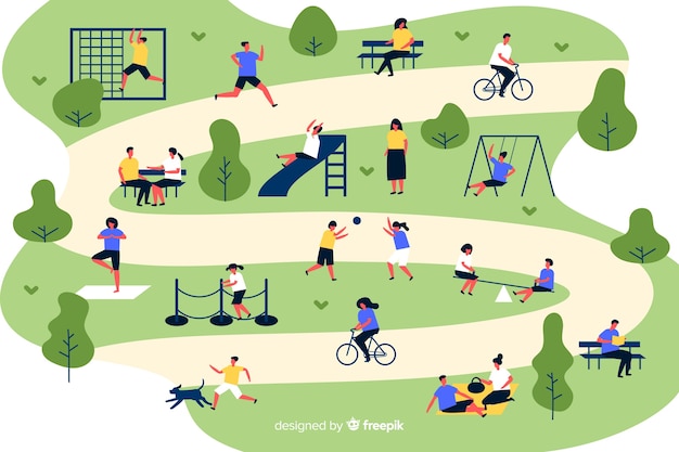 Free vector set of people in the park