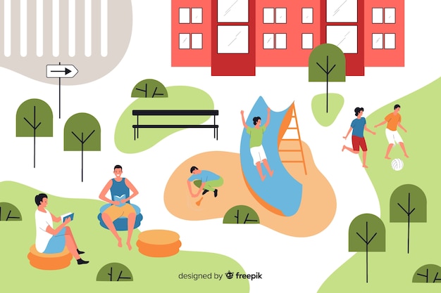 Free vector set of people in the park