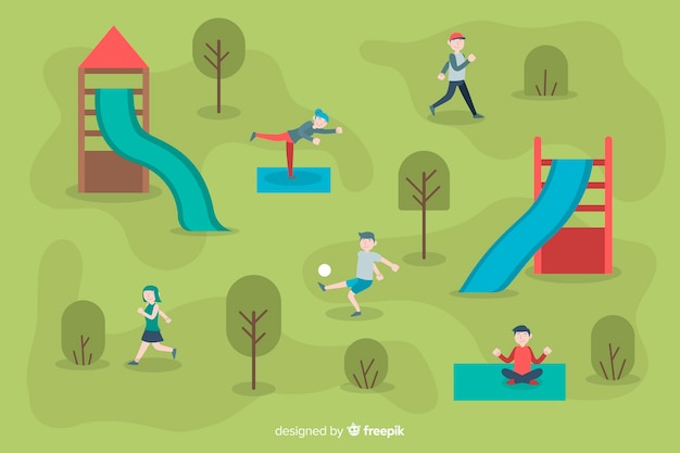 Free vector set of people in the park