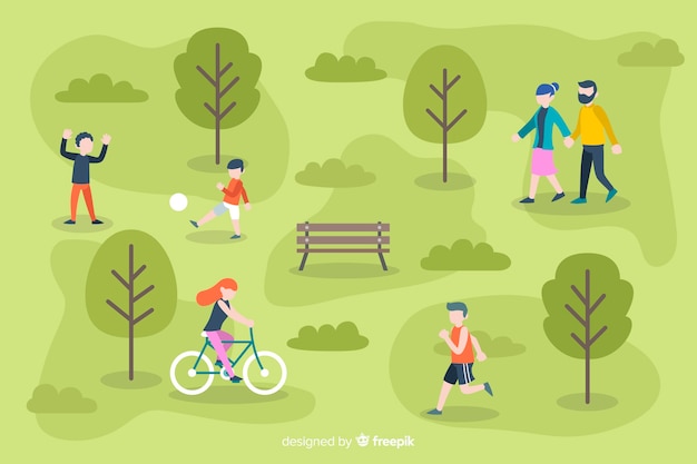 Free Vector set of people in the park