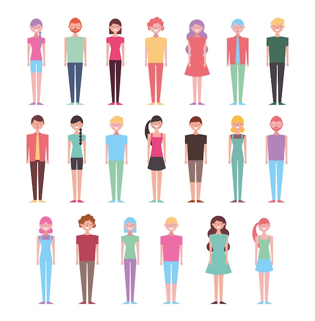 Free Vector set of people standing 