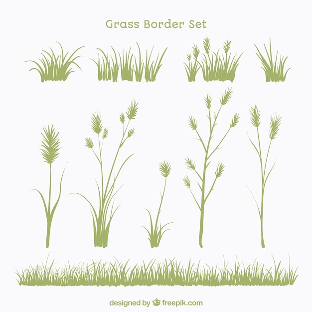 Free Vector set of plants and grass borders