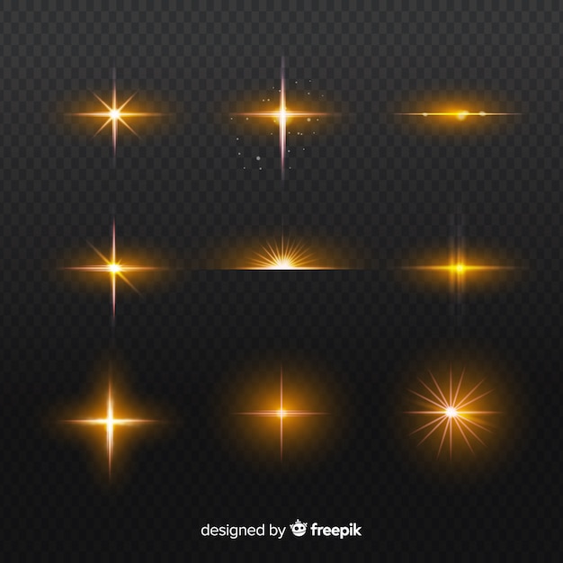 Free vector set of realistic bursts of light effect