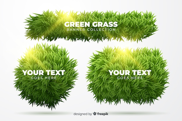 Free vector set of realistic grass banner