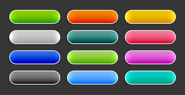 Free Vector set of rectangle shape web button element sign in different color