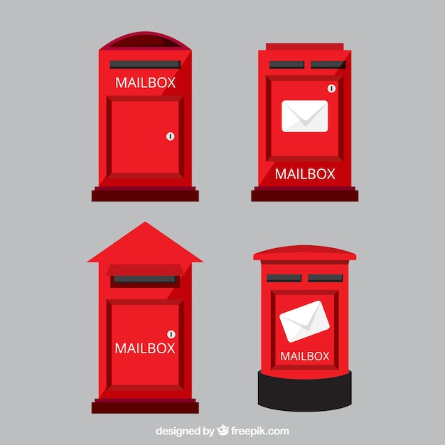 Free Vector set of red mailboxes